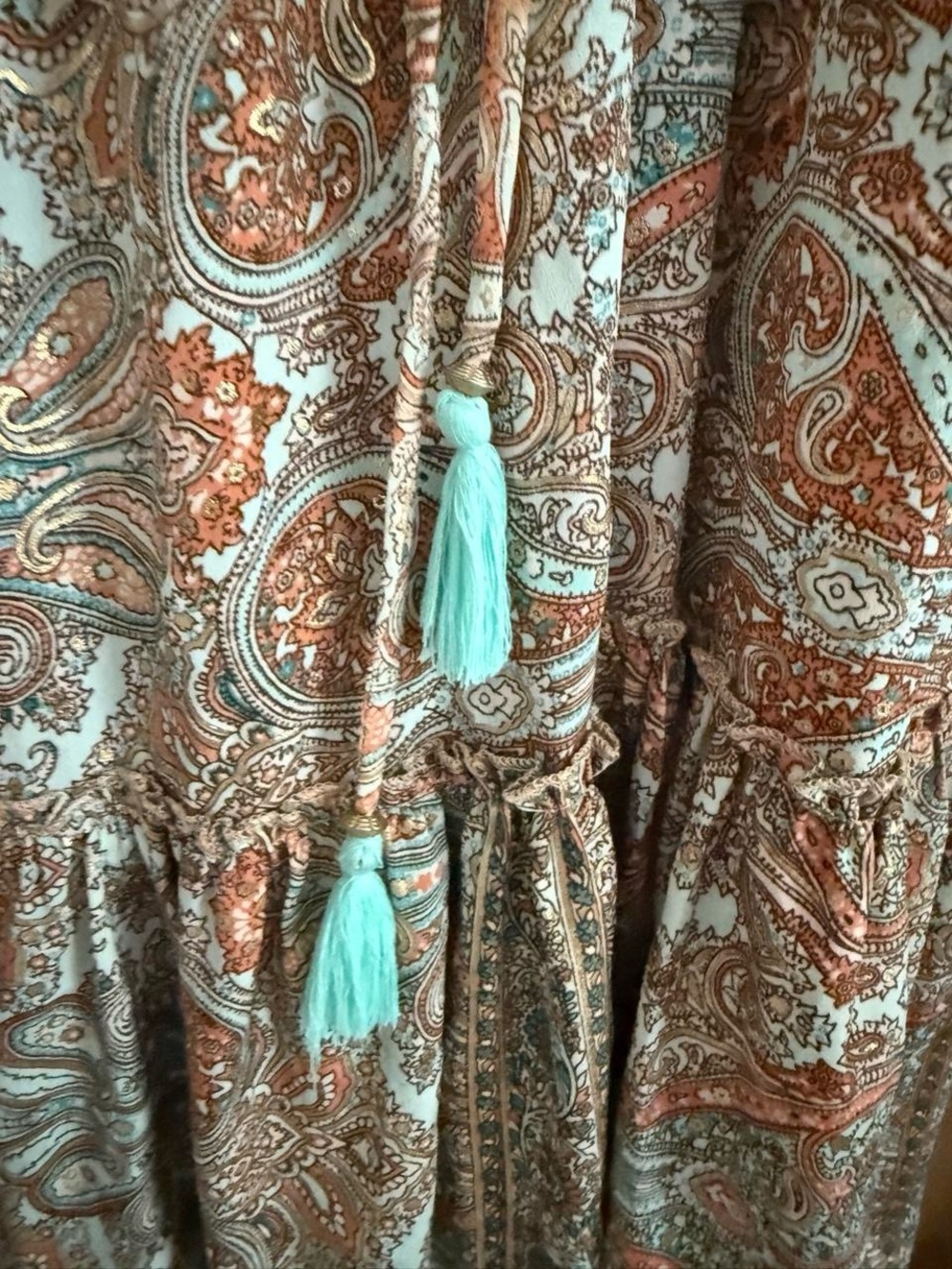 Bohemian style 100% Silk Maxi Dress - Picture 2 of 5